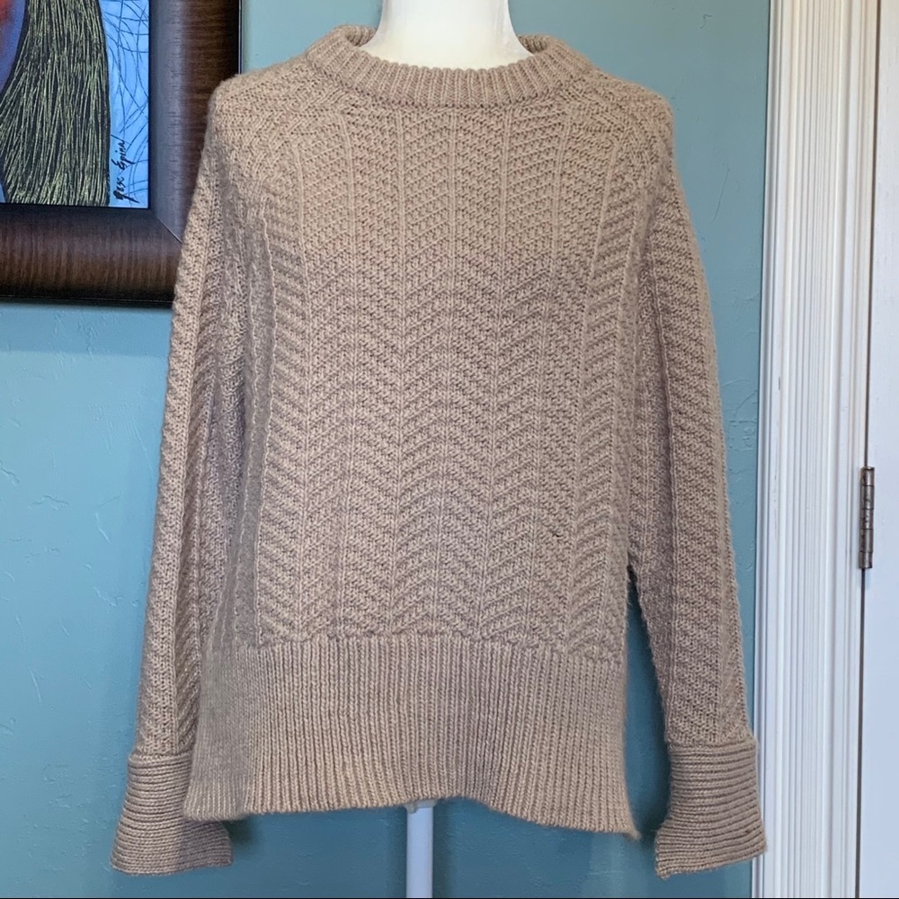 H&M Herringbone Cableknit Wool Sweater Small